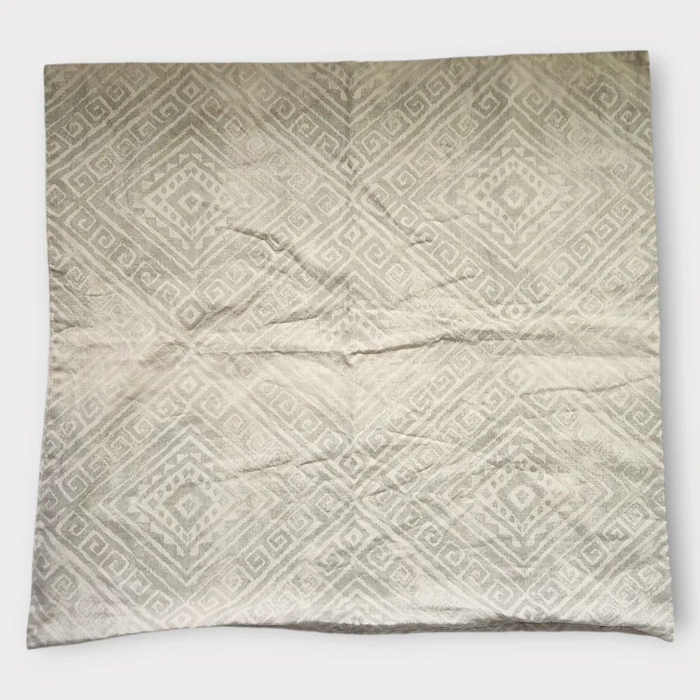 Pottery Barn Cotton Linen Euro Sham Size 24"x24" Ethnic Geometric Coastal